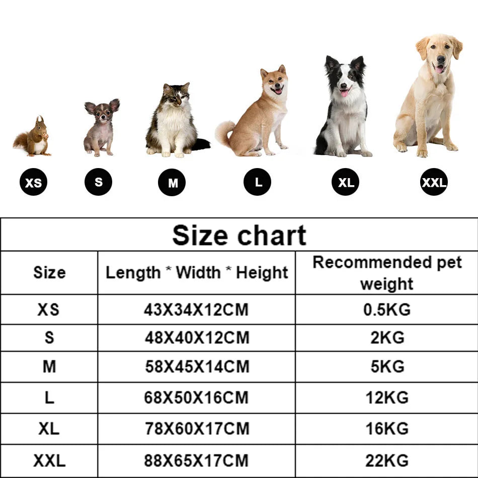 Plush Square Pet Bed for Dogs and Cats - Medium and Small Sizes - Calming Sofa Cushion and Kennel Accessories