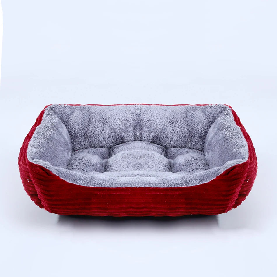 Plush Square Pet Bed for Dogs and Cats - Medium and Small Sizes - Calming Sofa Cushion and Kennel Accessories