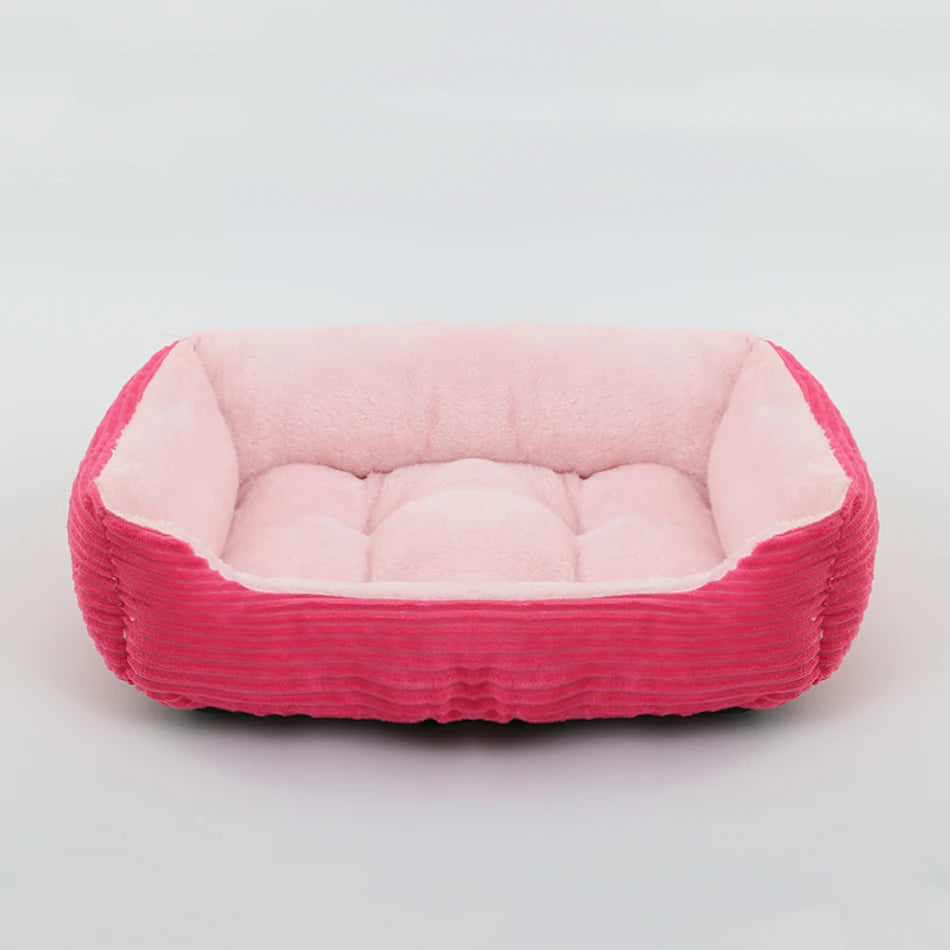 Plush Square Pet Bed for Dogs and Cats - Medium and Small Sizes - Calming Sofa Cushion and Kennel Accessories
