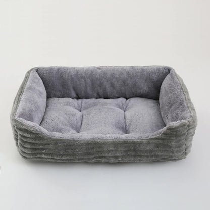 Plush Square Pet Bed for Dogs and Cats - Medium and Small Sizes - Calming Sofa Cushion and Kennel Accessories
