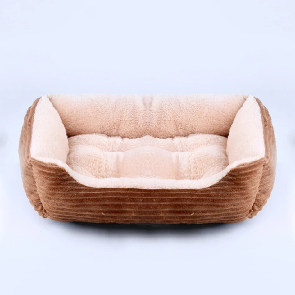 Plush Square Pet Bed for Dogs and Cats - Medium and Small Sizes - Calming Sofa Cushion and Kennel Accessories