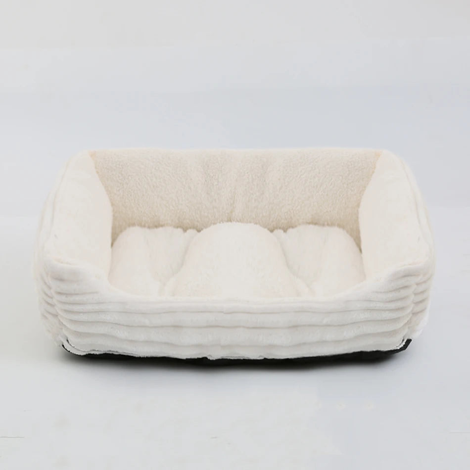 Plush Square Pet Bed for Dogs and Cats - Medium and Small Sizes - Calming Sofa Cushion and Kennel Accessories