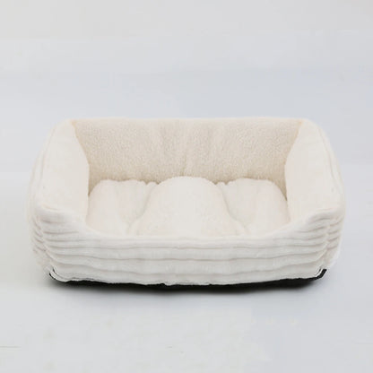 Plush Square Pet Bed for Dogs and Cats - Medium and Small Sizes - Calming Sofa Cushion and Kennel Accessories