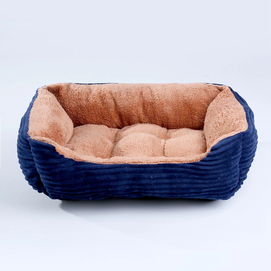 Plush Square Pet Bed for Dogs and Cats - Medium and Small Sizes - Calming Sofa Cushion and Kennel Accessories