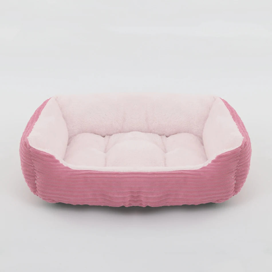 Plush Square Pet Bed for Dogs and Cats - Medium and Small Sizes - Calming Sofa Cushion and Kennel Accessories