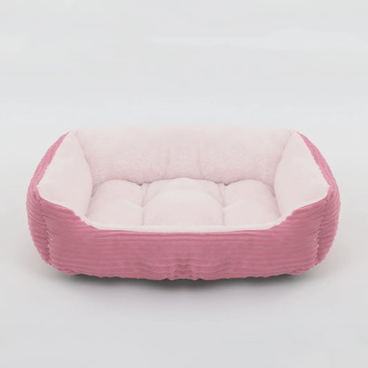 Plush Square Pet Bed for Dogs and Cats - Medium and Small Sizes - Calming Sofa Cushion and Kennel Accessories