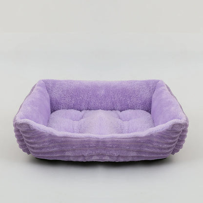 Plush Square Pet Bed for Dogs and Cats - Medium and Small Sizes - Calming Sofa Cushion and Kennel Accessories